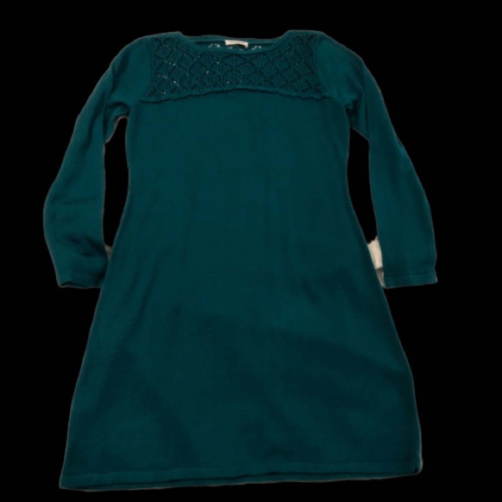 Calvin Klein teal sweater dress crochet neck